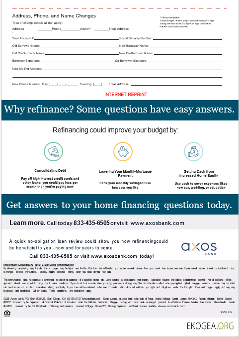 Relevé hypothécaire USA Axos Bank aux formats Word et PDF, 3 pages 3 template Relevé hypothécaire USA Axos Bank aux formats Word et PDF, 3 pages 3 template